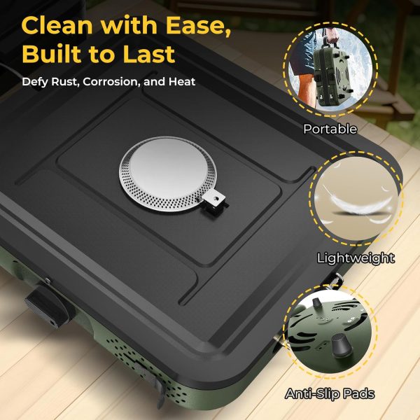 Camping Stove, 2 Burner Propane Stove With Grill,17,000 BTU Camp Stove, Foldable Camping Stove Propane Includes Carry Bag,Windscreen & Grill,Adjustable Burners & Piezo Ignition for Tailgating,BBQ,Camp - Image 7