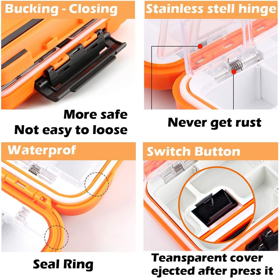 YUKI Fishing Lure Boxes, Bait Storage Case Fishing Tackle Storage Trays Accessory Boxes Thicker Plastic Hooks Organizer for Vest Casting Fly Fishing - Image 4