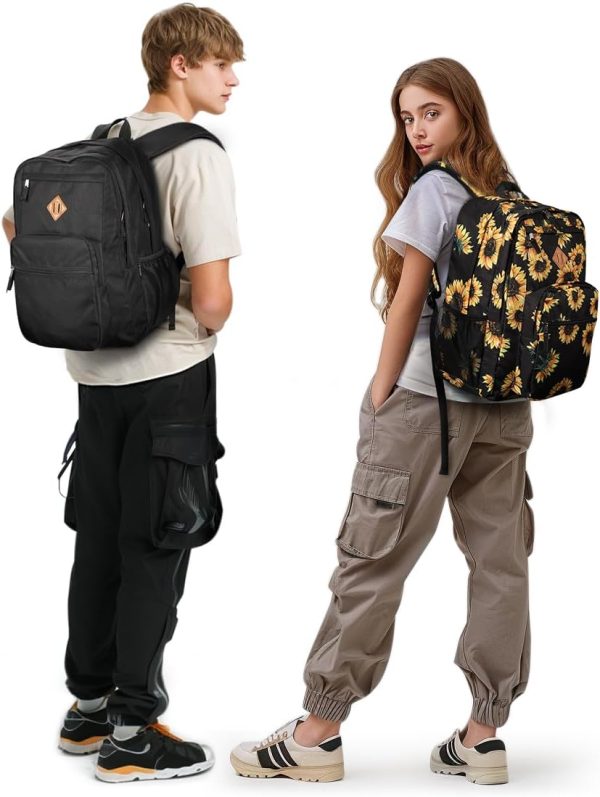 ZORFIN 26L Black Backpack for School, College, and Travel: Water Resistant Bookbag with 8 Compartments - Image 9